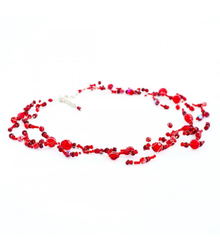 Korálky Janka náhrdelník tmavě červená motanice, H008